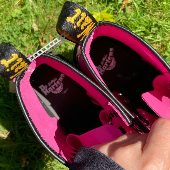Dr. Martens 1460 Women's Patent Leather Lace Up Boots Hot Pink Combat Boots - Picture 12 of 17